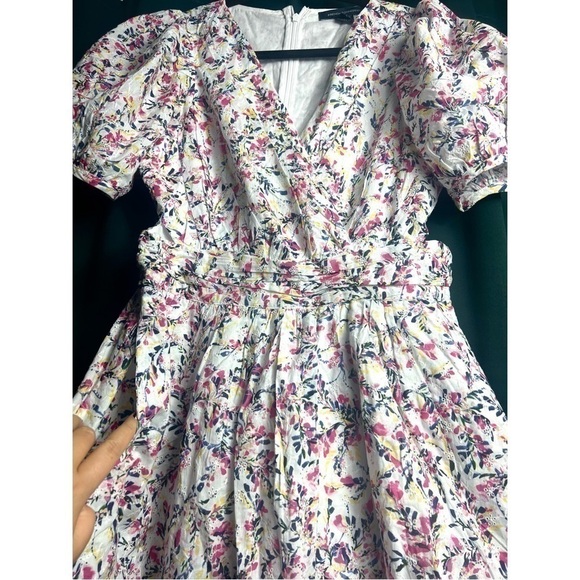 French Connection White Floral Embroidered Cutout Fit & Flare Dress Size 10 L - Picture 5 of 9